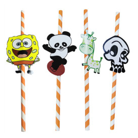 Paper Straw Straight "Animales" Design Ø0,6cm 24cm (1000 Units)