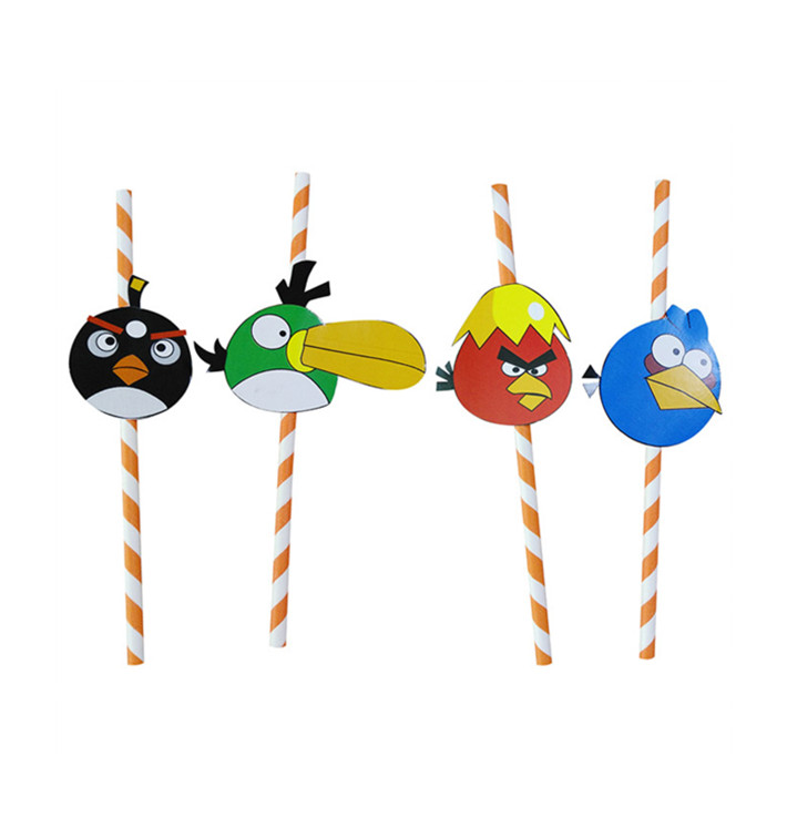 Paper Straw Straight "Pájaros" Design Ø0,6cm 24cm (100 Units) Paper Straw Straight "Pájaros" Design Ø0,6cm 24cm (100 Units)
