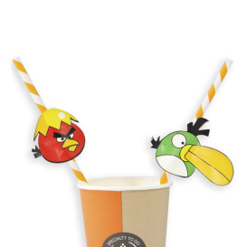 Paper Straw Straight "Pájaros" Design Ø0,6cm 24cm (100 Units) 