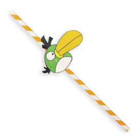 Paper Straw Straight "Pájaros" Design Ø0,6cm 24cm (100 Units) 
