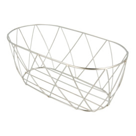 Basket Containers Steel Oval Shape Silver 25,5x12,7x10,2cm (1 Unit) 