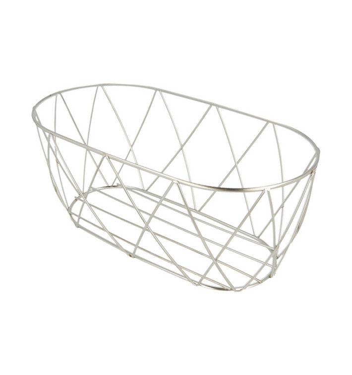 Basket Containers Steel Oval Shape Silver 25,5x12,7x10,2cm (1 Unit) Basket Containers Steel Oval Shape Silver 25,5x12,7x10,2cm (1 Unit)