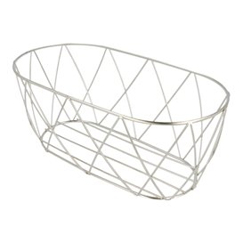 Basket Containers Steel Oval Shape Silver 25,5x12,7x10,2cm (12 Units)
