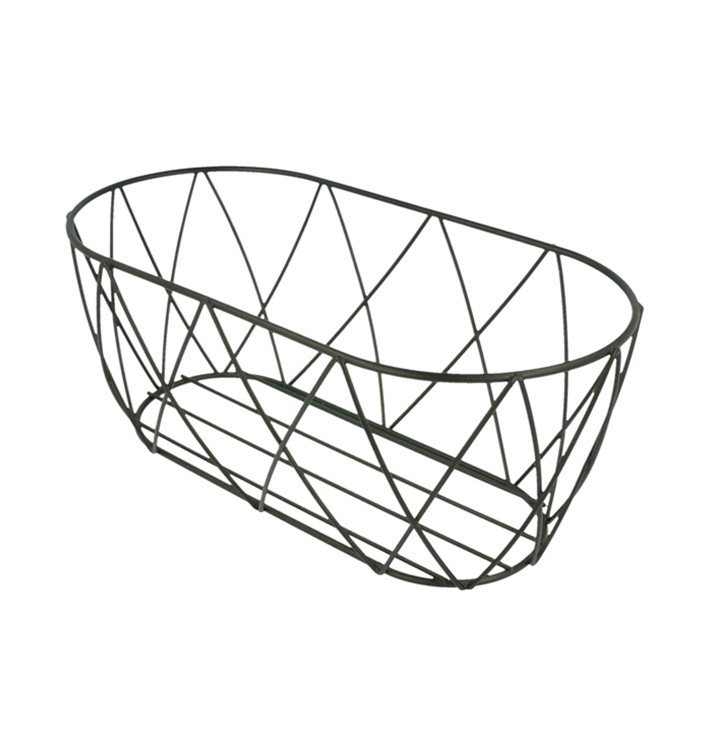 Basket Containers Steel Oval Shape Black 25,5x12,7x10,2cm (1 Unit) Basket Containers Steel Oval Shape Black 25,5x12,7x10,2cm (1 Unit)