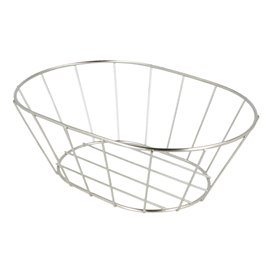 Basket Containers Steel Oval Shape Silver 21,6x14x7,6cm (24 Units)