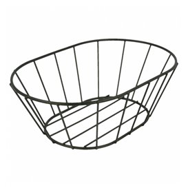 Basket Containers Steel Oval Shape Black 21,6x14x7,6cm (1 Unit) 