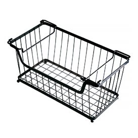 Basket Containers Steel with Handles Stackable Black 33x27,5x22,7cm (1 Unit) 