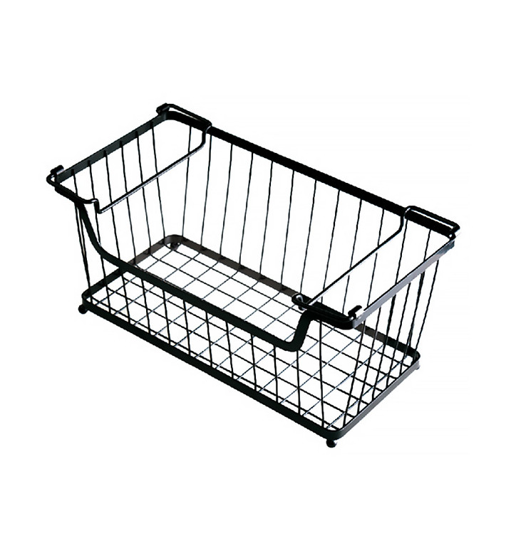 Basket Containers Steel with Handles Stackable Black 33x27,5x22,7cm (1 Unit) Basket Containers Steel with Handles Stackable Black 33x27,5x22,7cm (1 Unit)