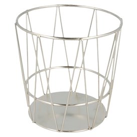 Basket Containers Steel Round Shape Silver Ø11,5x11,5cm (24 Units)