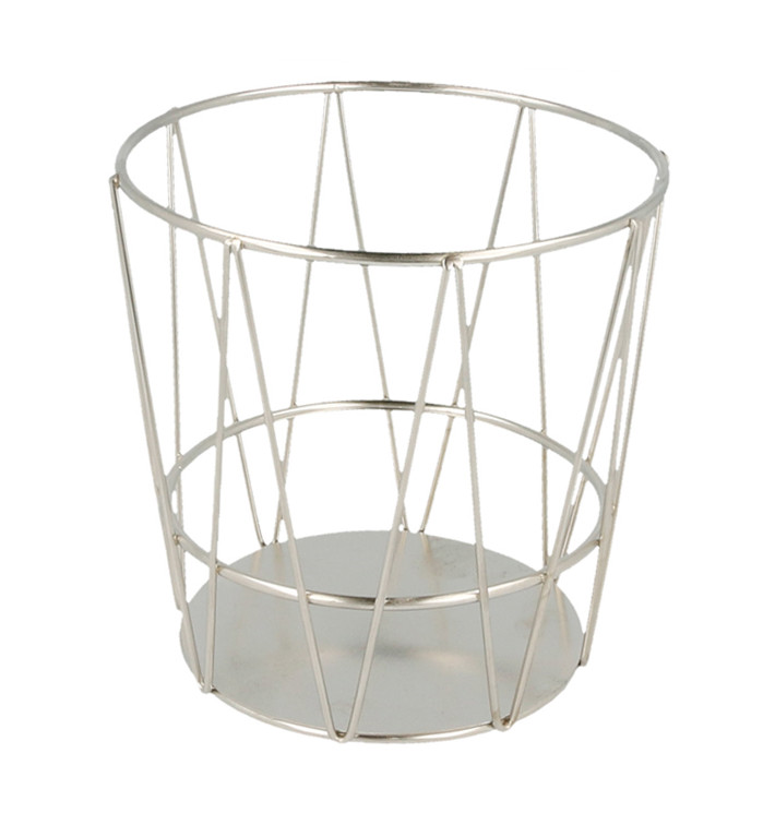 Basket Containers Steel Round Shape Silver Ø11,5x11,5cm (24 Units) Basket Containers Steel Round Shape Silver Ø11,5x11,5cm (24 Units)