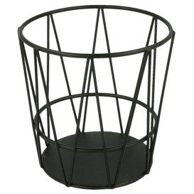 Basket Containers Steel Round Shape Black Ø11,5x11,5cm (1 Unit) 