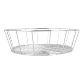 Basket Containers Steel Round Shape Silver Ø24,1x7cm (1 Unit) 
