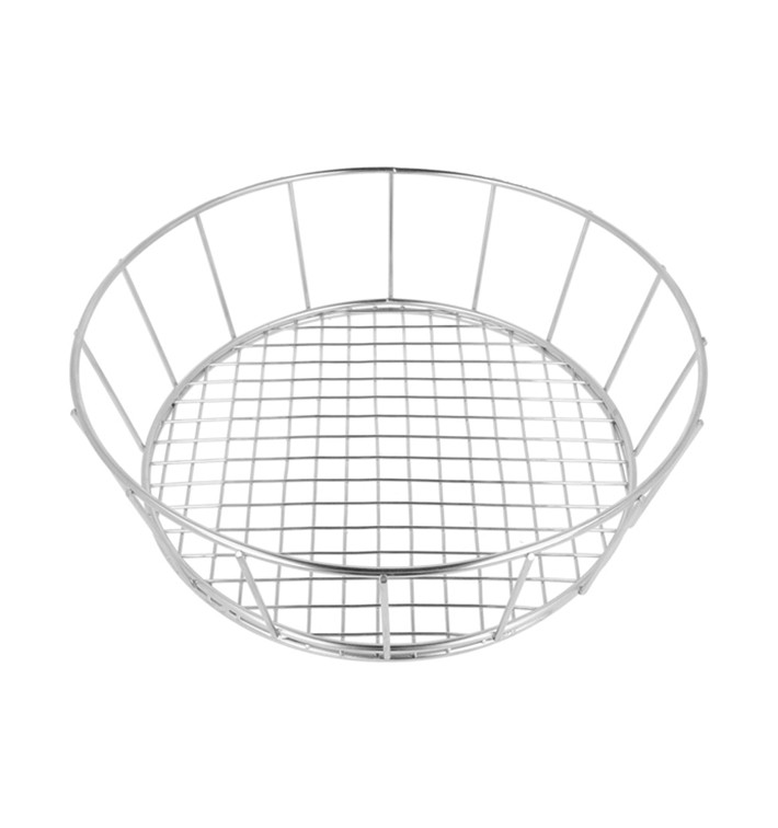 Basket Containers Steel Round Shape Silver Ø24,1x7cm (1 Unit) Basket Containers Steel Round Shape Silver Ø24,1x7cm (1 Unit)