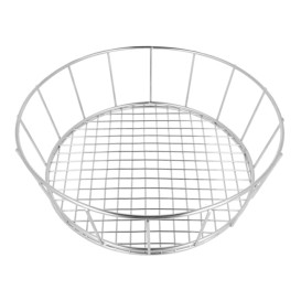 Basket Containers Steel Round Shape Silver Ø24,1x7cm (12 Units)