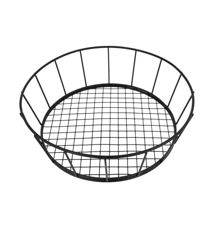 Basket Containers Steel Round Shape Black Ø24,1x7cm (12 Units)