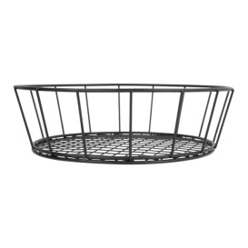 Basket Containers Steel Round Shape Black Ø24,1x7cm (12 Units)