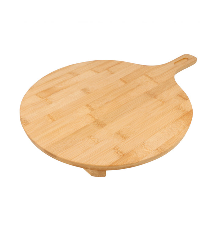 Bamboo Serving Platter with Handle Round shape Ø29x2,5cm (1 Unit) Bamboo Serving Platter with Handle Round shape Ø29x2,5cm (1 Unit)