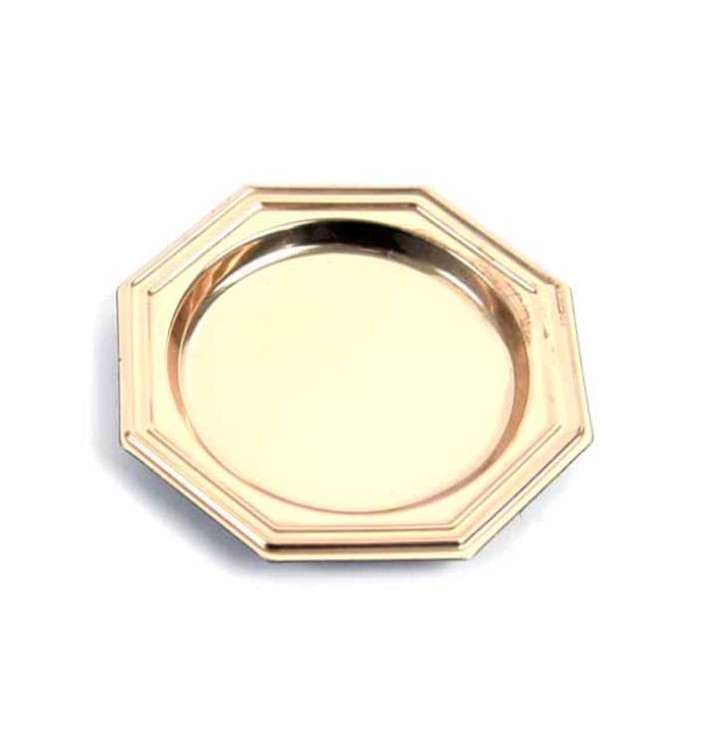 Plastic Tasting Mini Plate PS Dessert Octogonal shape Gold 8 cm Plastic Tasting Mini Plate PS Dessert Octogonal shape Gold 8 cm