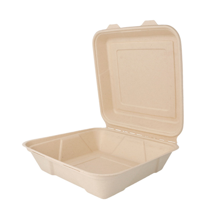 Sugarcane Hinged Container "Menu Box" 22,5x22,5x7,5cm (50 Units) Sugarcane Hinged Container "Menu Box" 22,5x22,5x7,5cm (50 Units)