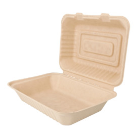 Sugarcane Hinged Container "Menu Box" Natural 22,5x16,5x6,4cm (50 Units) 