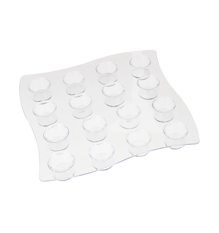 Plastic Serving Cup Carrier 16 Vial Slots PS Clear 15,5x15,5x1,6cm (2 Units) Plastic Serving Cup Carrier 16 Vial Slots PS Clear 15,5x15,5x1,6cm (2 Units)