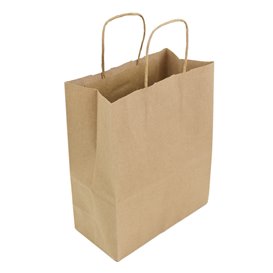 Flat Handle Kraft Paper Bags 80g/m² 22+10x28cm (50 Units)