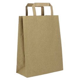 Flat Handle Kraft Paper Bags 80g/m² 22+10x28cm (250 Units)