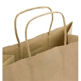 Flat Handle Kraft Paper Bags 80g/m² 22+10x28cm (250 Units)