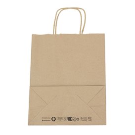Flat Handle Kraft Paper Bags 80g/m² 22+10x28cm (250 Units)