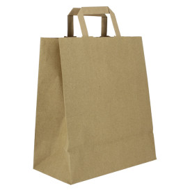 Flat Handle Kraft Paper Bags 80g/m² 26+14x29cm (50 Units)