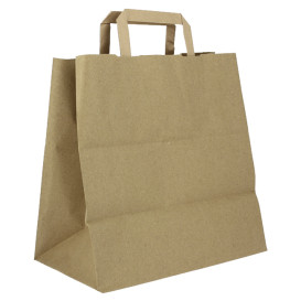 Flat Handle Kraft Paper Bags 80g/m² 28+17x29cm (250 Units)