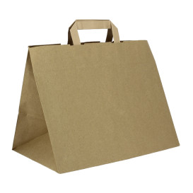 Flat Handle Kraft Paper Bags 80g/m² 32+21x26cm (250 Units)