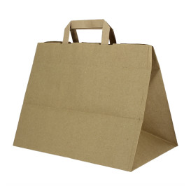Flat Handle Kraft Paper Bags 80g/m² 32+21x26cm (250 Units)