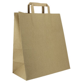 Flat Handle Kraft Paper Bags 80g/m² 32+16x35cm (250 Units)