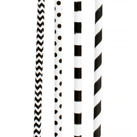 Paper Straw Straight Black Pack Ø0,6cm (200 Units)  20cm (200 Units)  