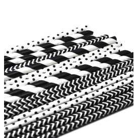 Paper Straw Straight Black Pack Ø0,6cm (200 Units)  20cm (200 Units)  