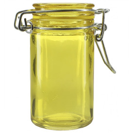 Glass Storage Jar Airtight Yellow 70ml Ø4,5x8cm (32 Units)