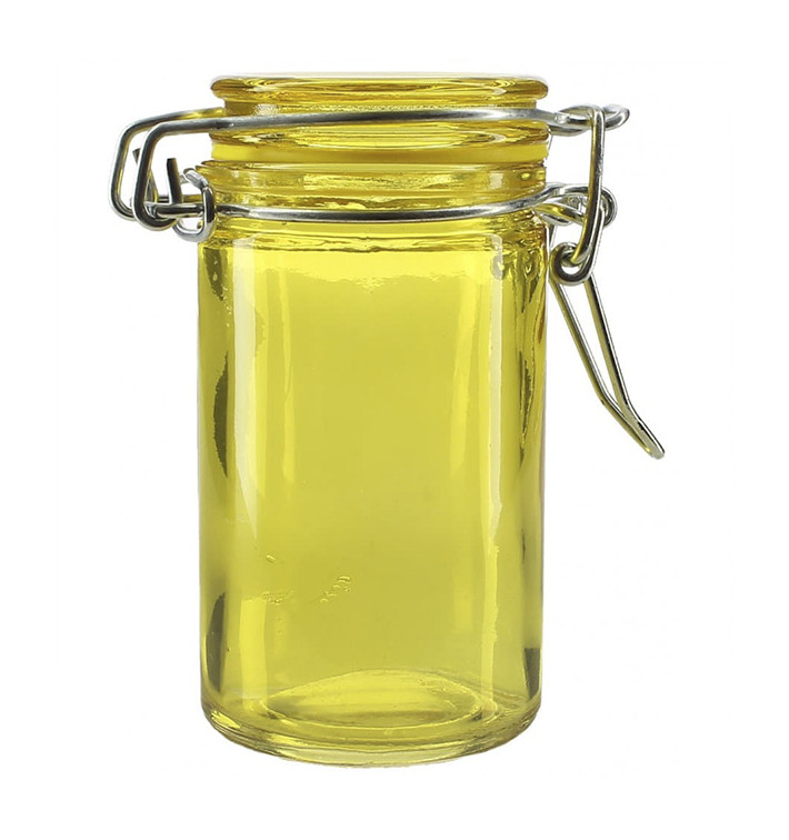 Glass Storage Jar Airtight Yellow 70ml Ø4,5x8cm (8 Units) Glass Storage Jar Airtight Yellow 70ml Ø4,5x8cm (8 Units)