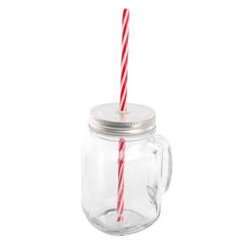 Crystal Jar with Lid and Straw 450ml (24 Units)