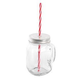 Crystal Jar with Lid and Straw 450ml (1 Unit)