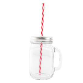 Crystal Jar with Lid and Straw 450ml (1 Unit)