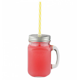 Crystal Jar with Lid and Straw 450ml (1 Unit)