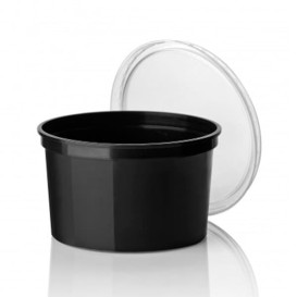 Plastic Deli Container Black PP 500ml Ø11,5cm (500 Units)