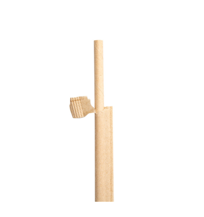 Paper Straw Straight Nature Wrapped With a Kraft Sleeve Ø0,6cm 21cm (250 Units) Paper Straw Straight Nature Wrapped With a Kraft Sleeve Ø0,6cm 21cm (250 Units)