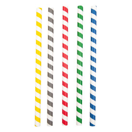 Paper Straw Straight Assorted "Ice Drink" Ø1cm (50 Units) 21cm (50 Units) 