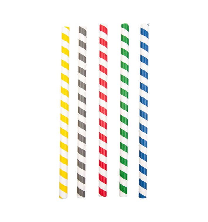 Paper Straw Straight Assorted "Ice drink" Ø1cm 21cm (2400 Units) Paper Straw Straight Assorted "Ice drink" Ø1cm 21cm (2400 Units)
