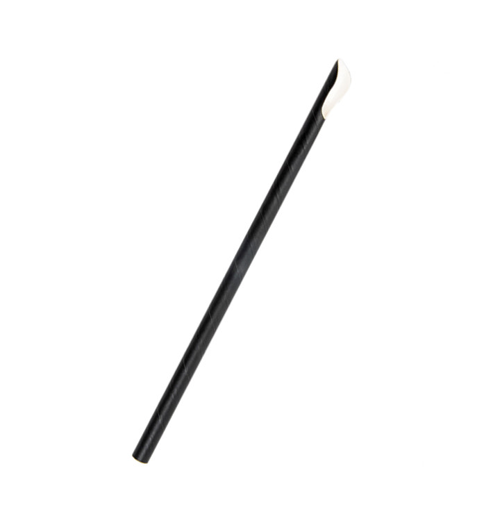 Paper Spoon Straw Straight Black Ø0,8cm 21cm (5000 Units) Paper Spoon Straw Straight Black Ø0,8cm 21cm (5000 Units)