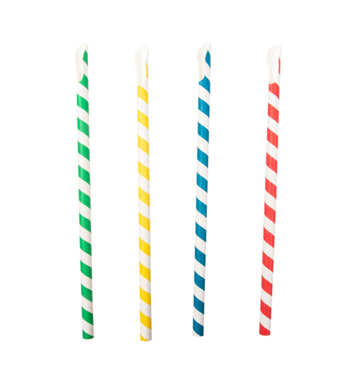 Paper Straw Straight Spoon Assorted Ø0,8cm 21cm (100 Units) 