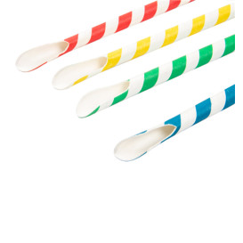 Paper Straw Straight Spoon Assorted Ø0,8cm 21cm (100 Units) 