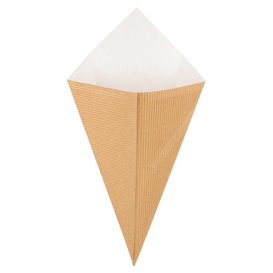 Paper Carrugated Dipping Cone Kraft 27cm 250g (600 Units)